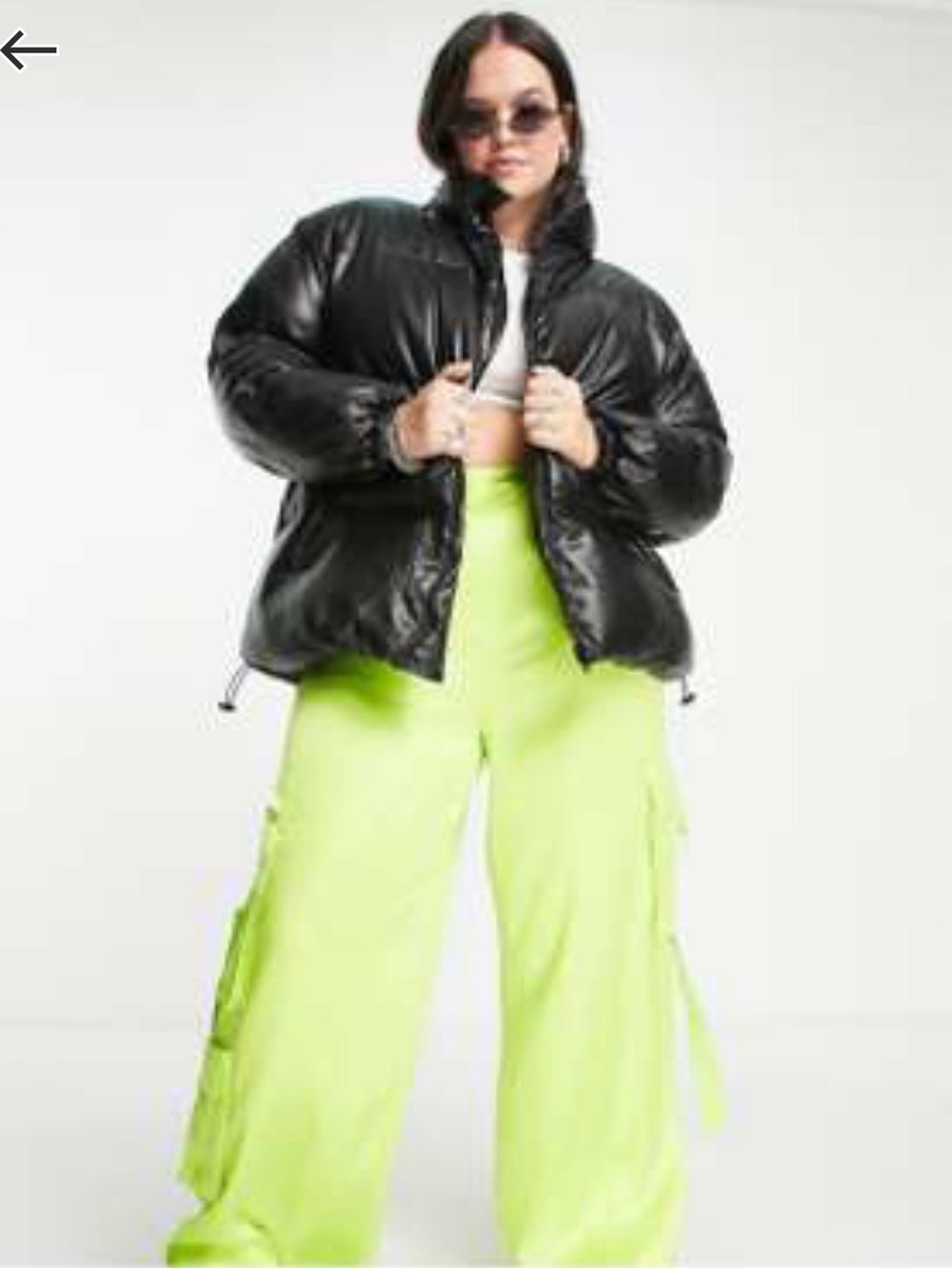 Leather puffer coat